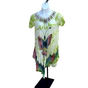 COCONUT REEF, SIZE PLUS O/S, BEACH COVER UP WITH BUTTERFLY